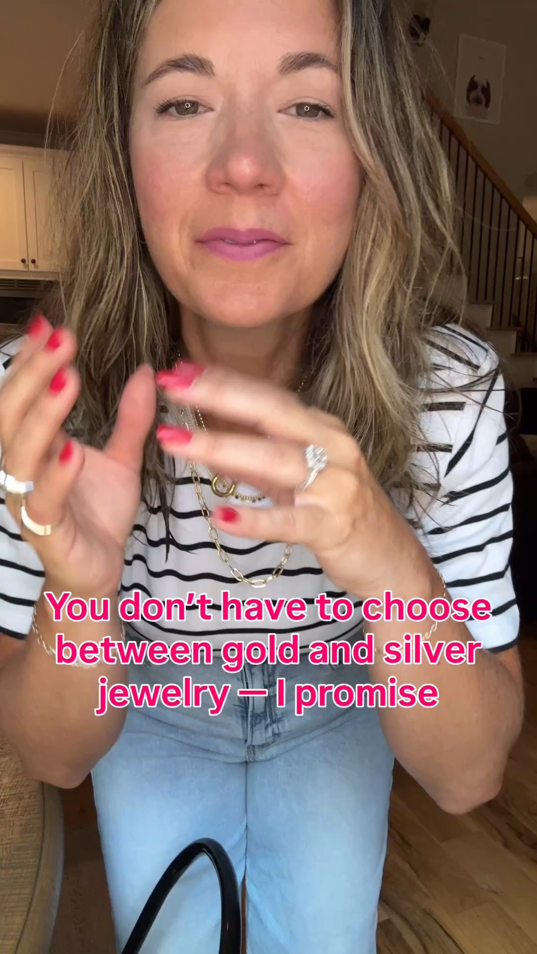 Mixed metal jewelry that never needs matching 🤍 Hoops, layered necklace, and stacking rings — all done in gold and silver together so they go with literally everything. No more picking a “gold day” or “silver day,” it’s already handled. Linking every piece below!

#LTKootd #LTKOver40 #LTKWorkwear