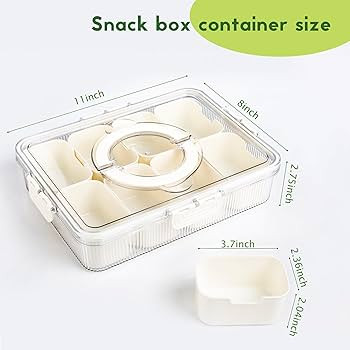 Design Ribbed Snackle Box Container Snack Container Divided Serving Tray with Lid and Handle, 8 D... | Amazon (US)