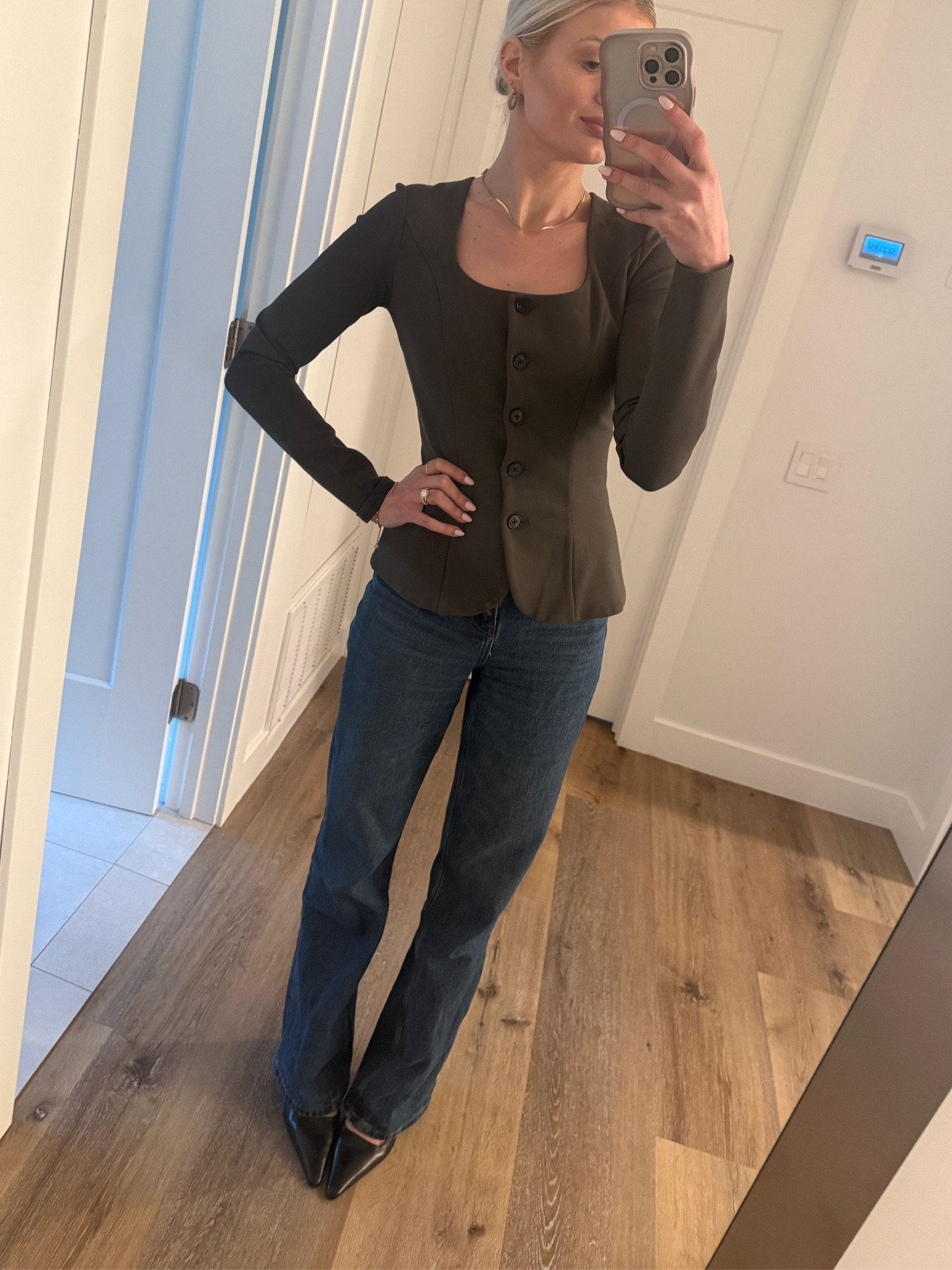 Casual work OOTD! Been loving my reformation jeans 

#LTKWorkwear #LTKSeasonal