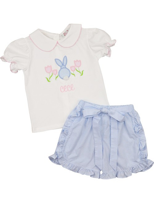 Blue Gingham Bunny Short Set - Shipping Late March | Cecil and Lou