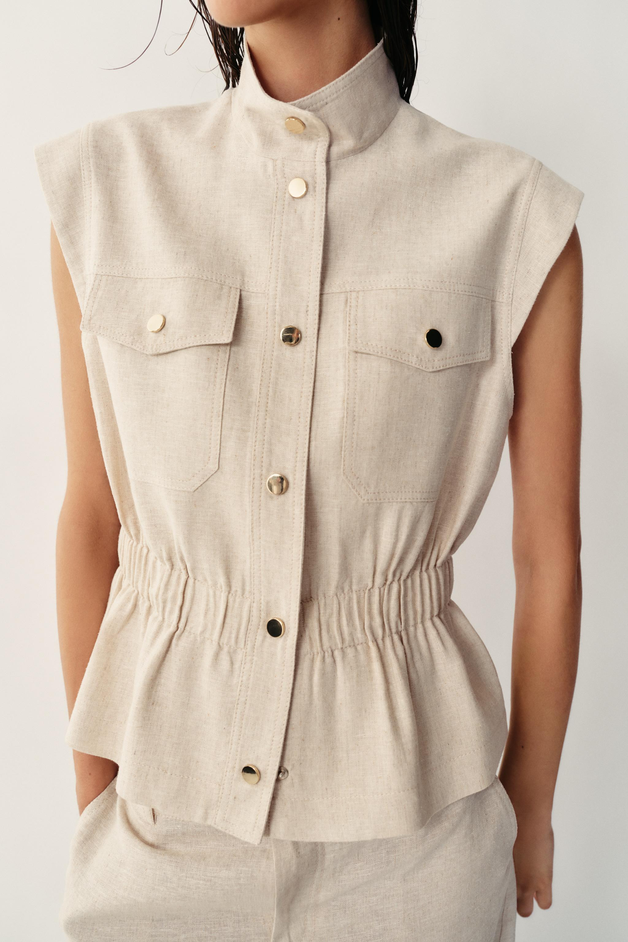 LINEN BLEND POCKET VEST | Zara US