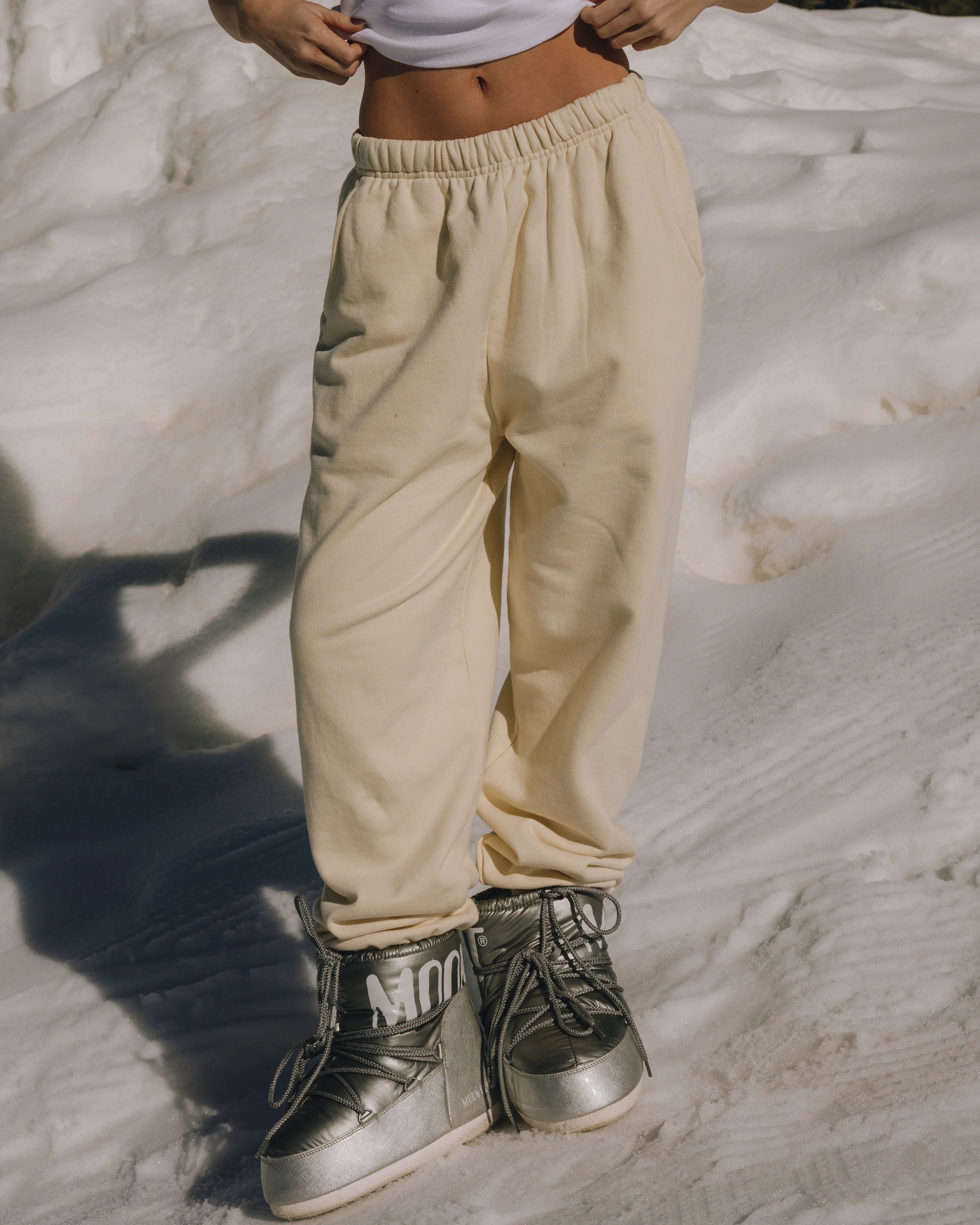 Unisex Joggers - Sand with Monochrome Patch | Daily Drills