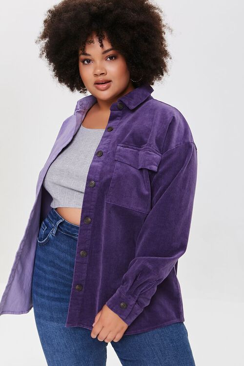 Plus Size Colorblock Corduroy Shacket | Forever 21 | Forever 21 (US)