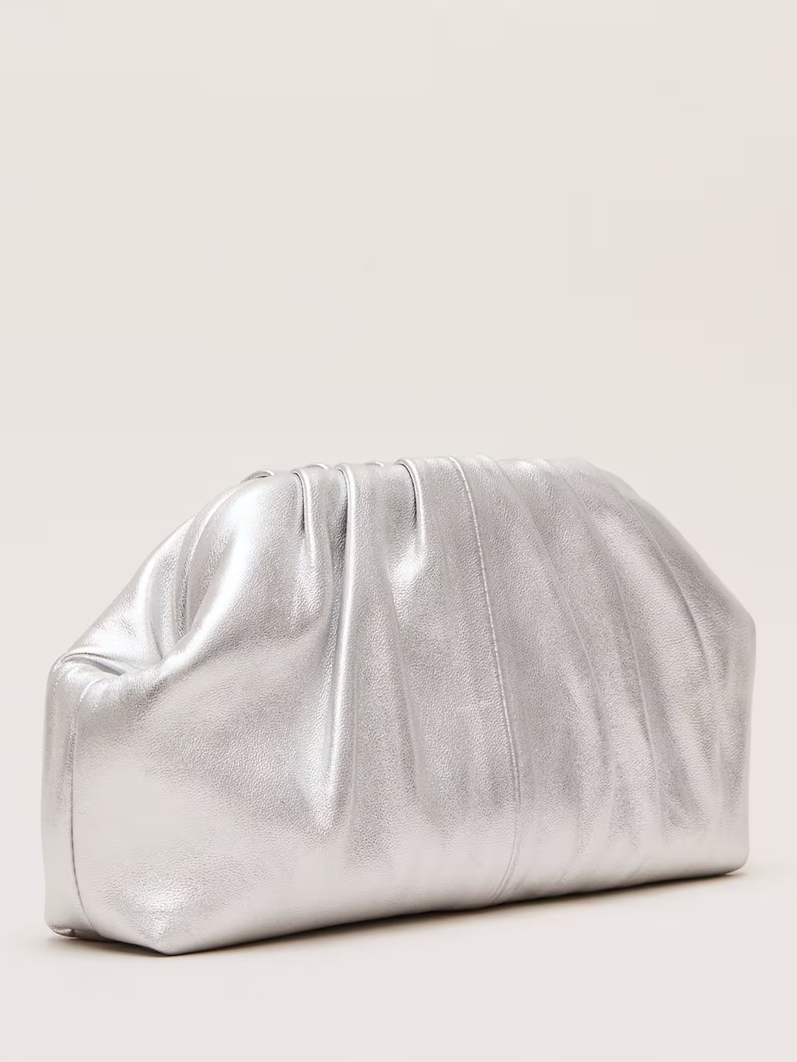 Phase EightMetallic Leather Clutch Bag, Silver | John Lewis (UK)