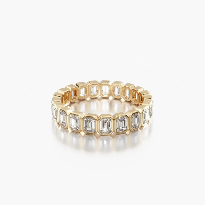 14K Yellow Gold Bezel Set Emerald Cut Diamond Eternity Ring-151581y14 | JamesAllen