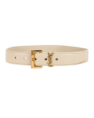 Saint Laurent Monogramme Belt in Crema Soft | FWRD | FWRD 