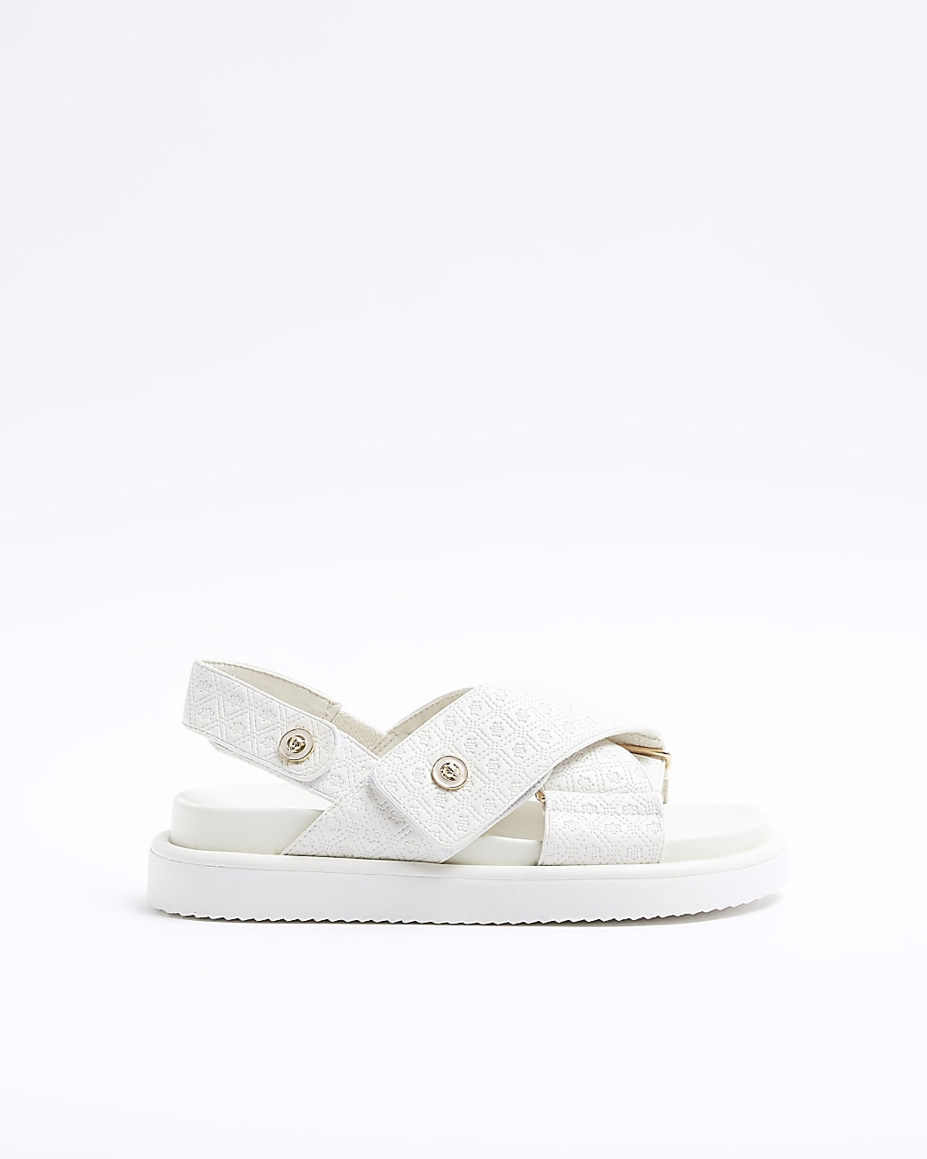 Ecru embossed crossed sandals | River Island (UK & IE)