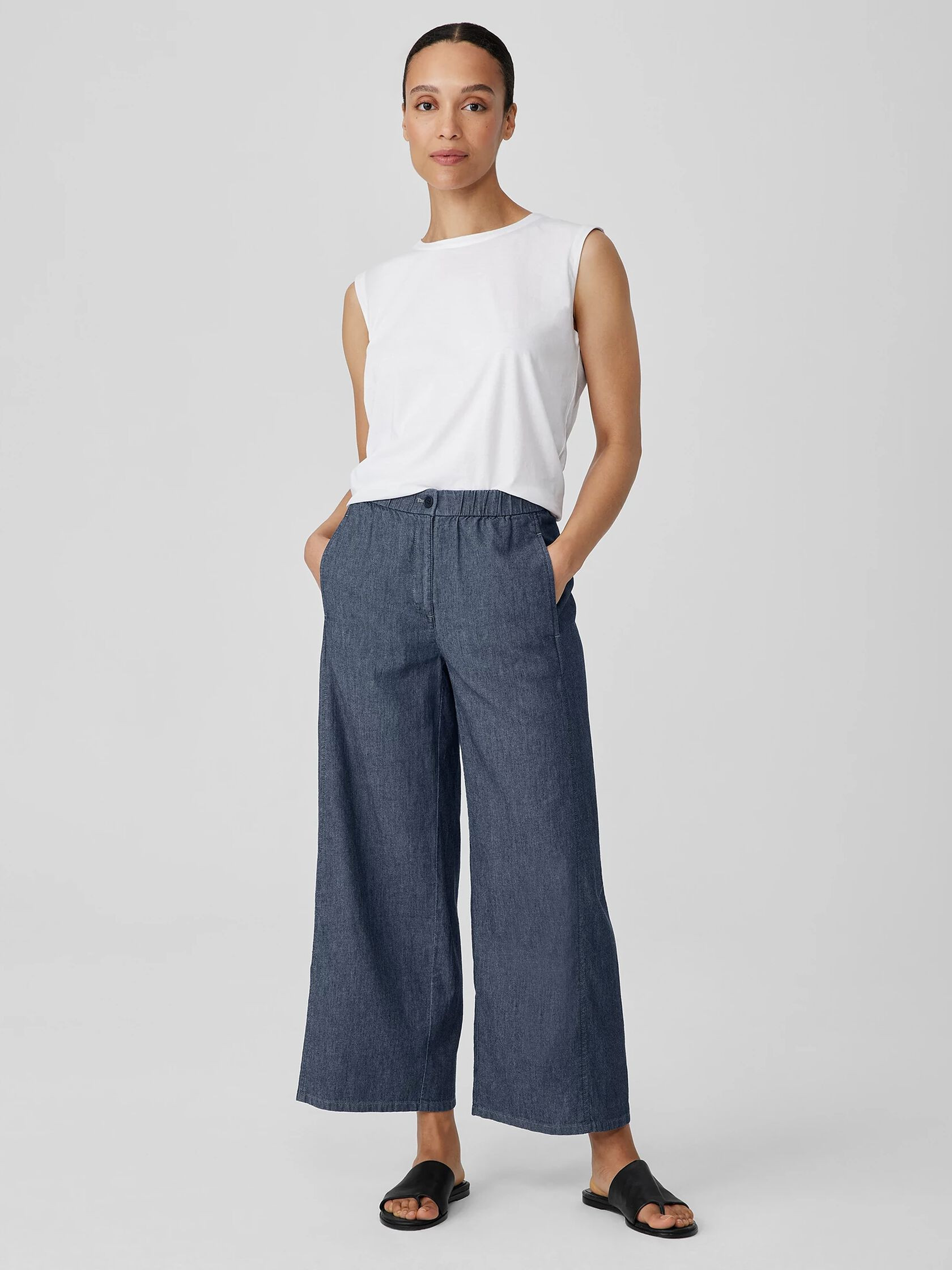 Airy Organic Cotton Twill Wide-Leg Pant | Eileen Fisher