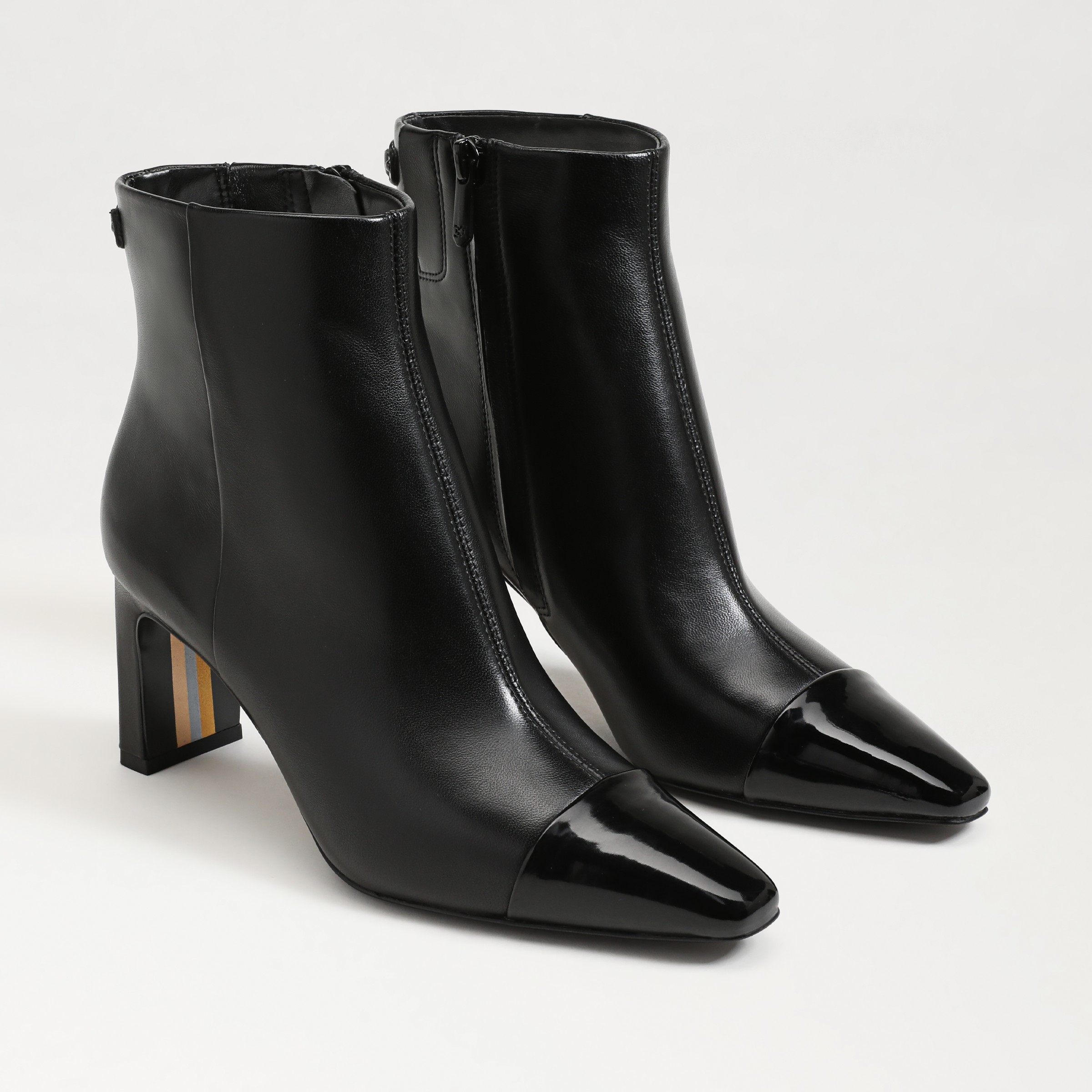 Sam Edelman Saige Cap Toe Ankle Bootie Black Leather/ Patent 8.5 | Sam Edelman CA