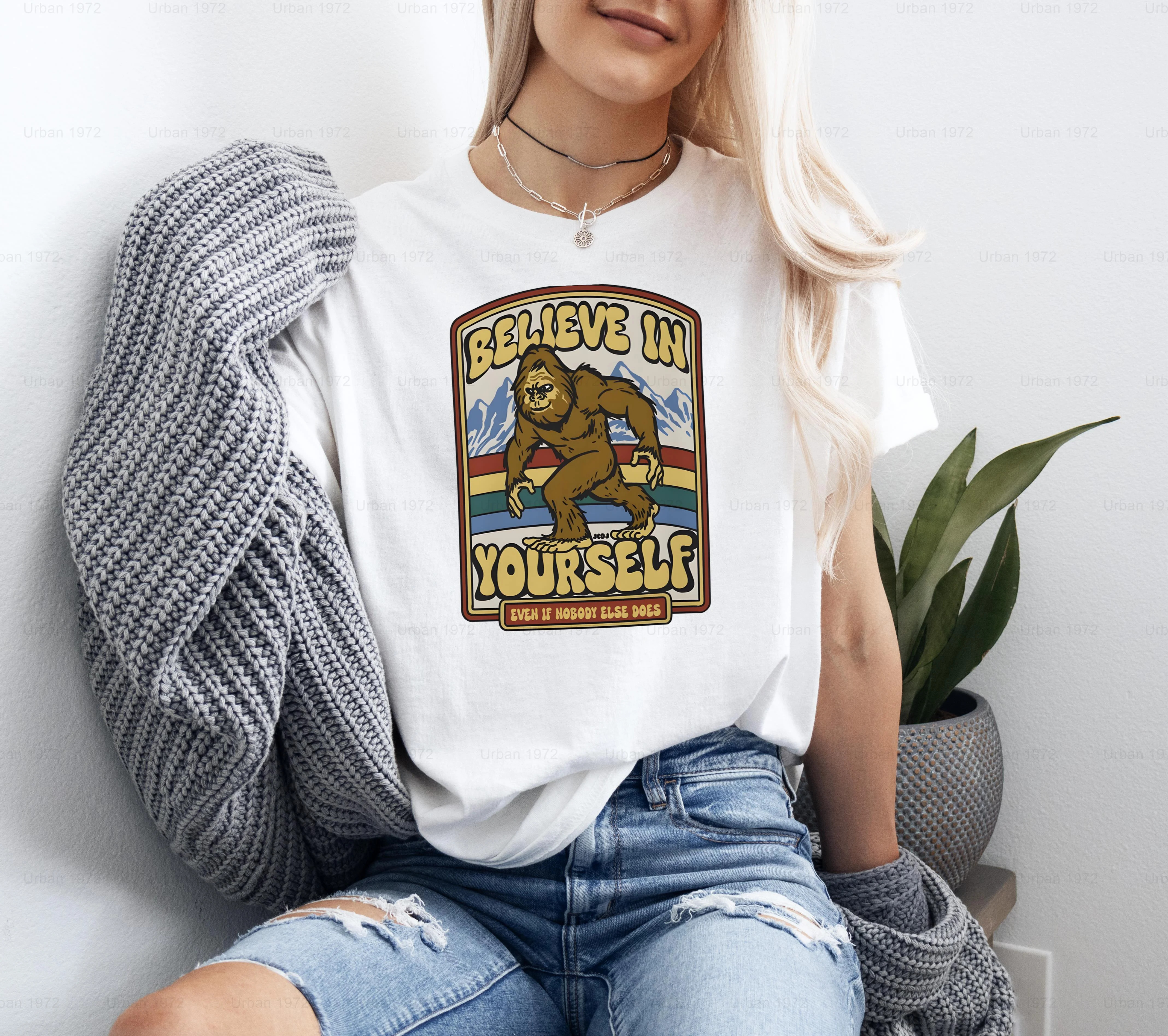 Urban 1972 Believe in Yourself Bigfoot T-Shirt with a Motivational Graphic, for unsex up to 5XL. | Walmart (US)