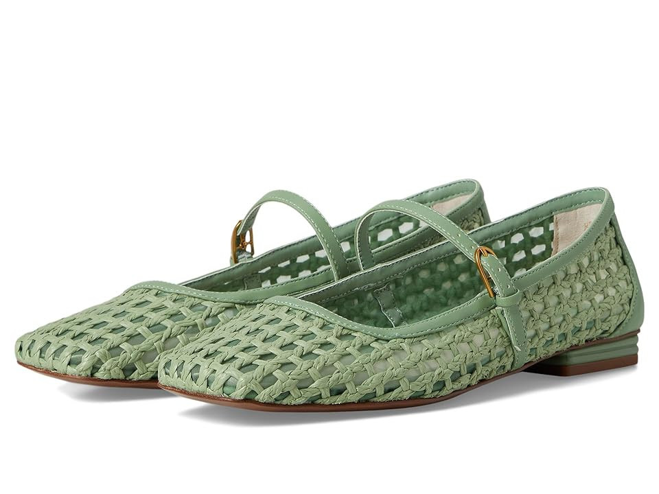 Franco Sarto Tinsley Mary Jane Flats Women's Flat Shoes Aloe Green Woven Fabric : 7.5 M, Leather/Rubber | Zappos