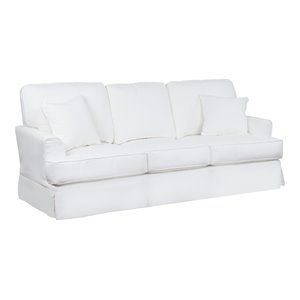 Sunset Trading Ariana Stain Resistant Fabric Slipcovered Sleeper Sofa in White | Homesquare