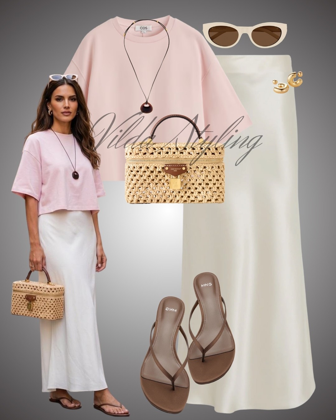 Satin skirt pink t-shirt Mango sandals raffia bag

#LTKuk #LTKspring #LTKsummer
