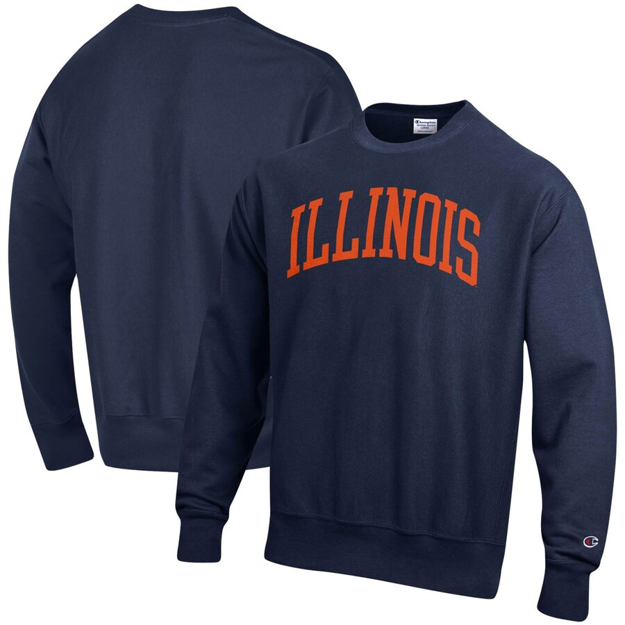 Illinois Fighting Illini Champion Arch Reverse Weave Pullover Sweatshirt - Navy | Fanatics