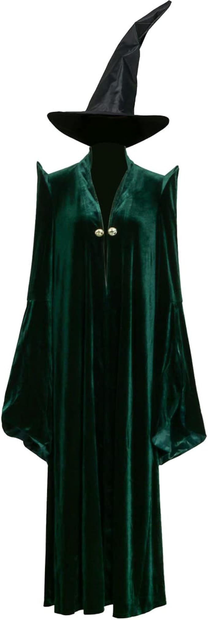 Materuis Professor Costume Adult Women’s Green Velvet Cloak Cape Robe Black Witch Hat Halloween... | Amazon (US)