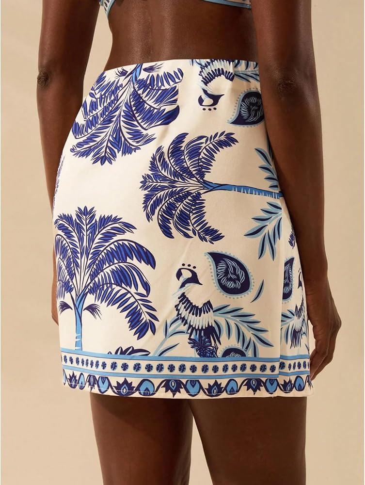 Womens Wrap Mini Skirt Boho Floral Printed Knot Side High Waist A Line Casual Summer Beach Short ... | Amazon (US)