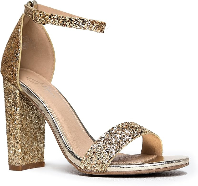 Strappy Chunky Block High Heel - Formal, Wedding, Party Simple Classic Pump - Shirley by J.Adams | Amazon (US)