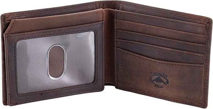 Stealth Mode Leather Bifold Wallet for Men With ID Window and RFID Blocking | Amazon (US)