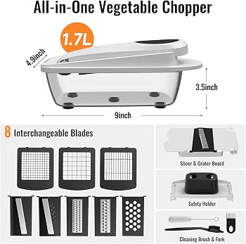 8 Blade All-in-1 Vegetable Chopper Mandoline Slicer with Container, Food Chopper, Onion Chopper, ... | Amazon (US)