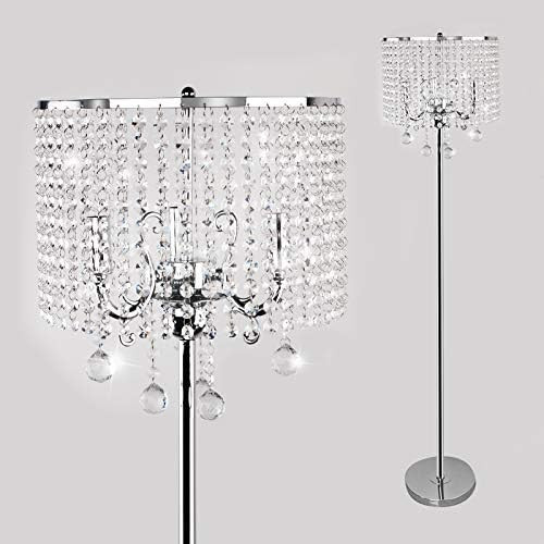 Crystal Floor Lamp, Mid Century Modern Floor Lamps for Living Room Bright Lighting Tall Silver La... | Amazon (US)