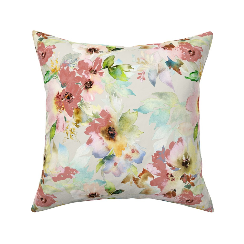 Throw Pillow in rush the rose coral | Spoonflower