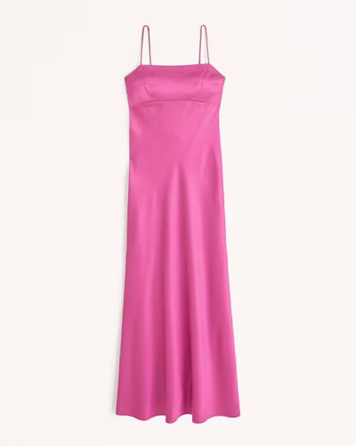 Satin Cowl Back Slip Midi Dress | Abercrombie & Fitch (US)