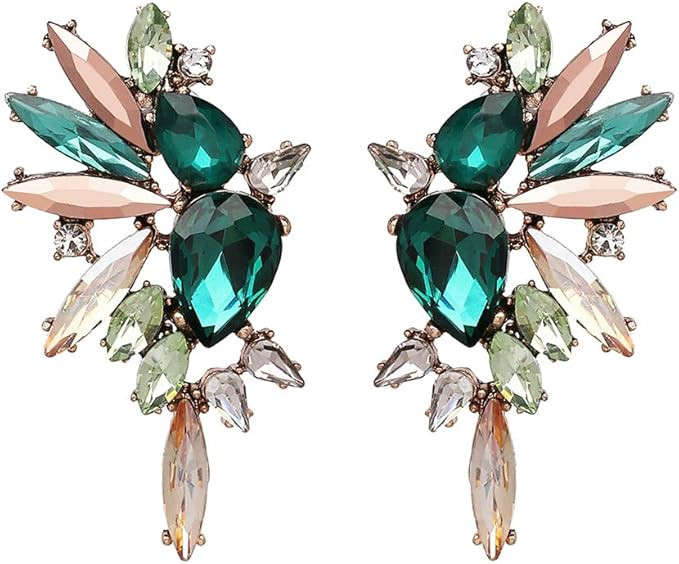 Fashion Statement Vintage Drop Dangle Earrings for Women Girls Green Crystal Earrings | Amazon (US)