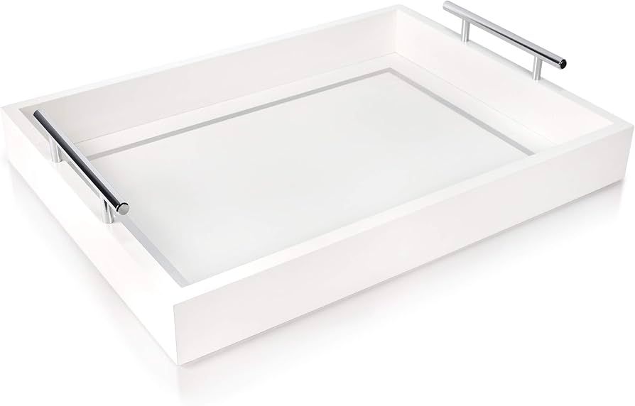 Deluxe Tray for Coffee Table – Beautiful White Tray Decor, White Coffee Table Tray Decor, White... | Amazon (US)