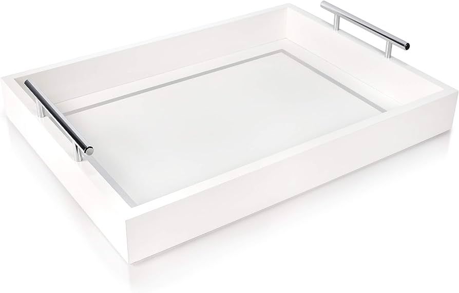 Deluxe Tray for Coffee Table – Beautiful White Tray Decor, White Coffee Table Tray Decor, White... | Amazon (US)