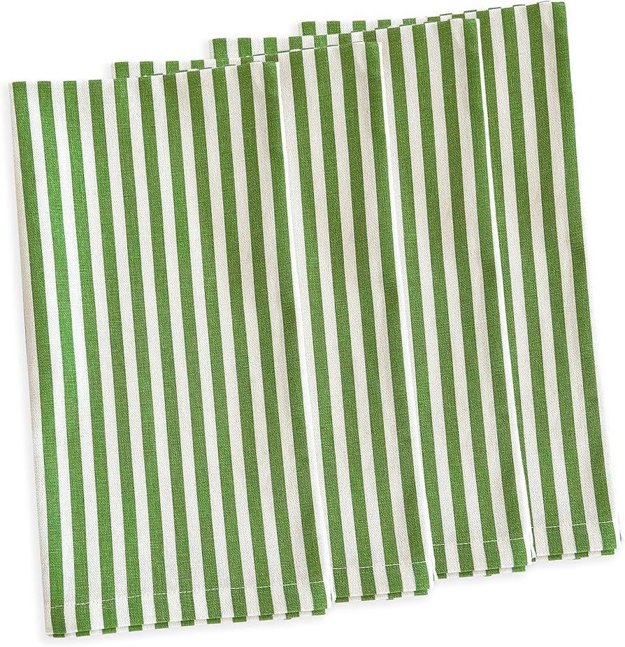 Pinstripe Green Dinner Napkins Set of 4 | 100% Cotton Cloth Set for Entertaining or Everyday Tabl... | Amazon (US)