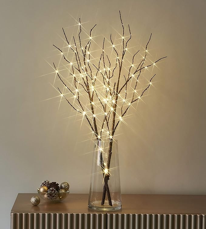 LITBLOOM Lighted Brown Willow Branches 32IN 100 LED with Timer Battery Operated, Tree Branch with... | Amazon (US)