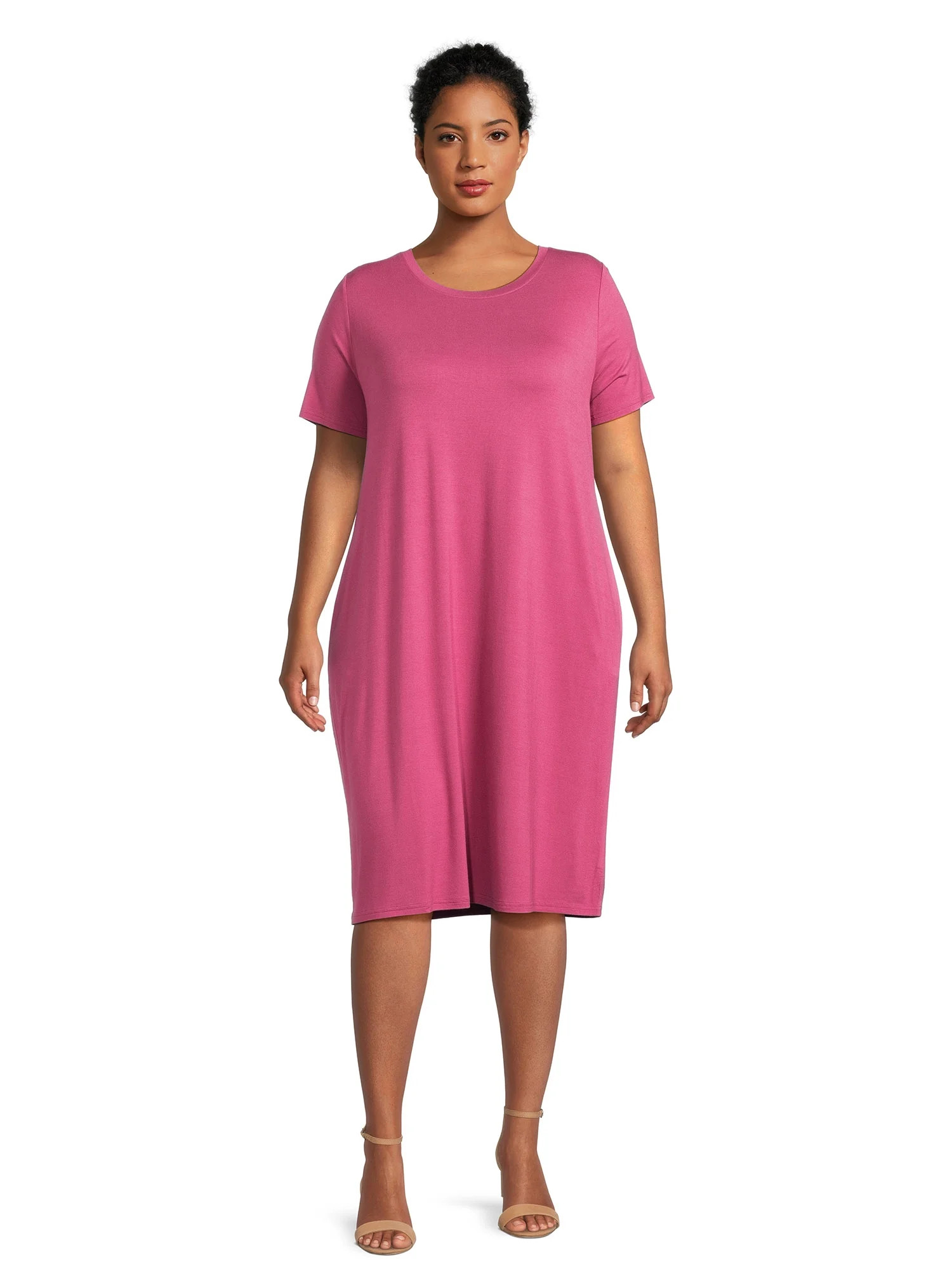 Terra & Sky Women’s Plus Size T-Shirt Dress with Short Sleeves - Walmart.com | Walmart (US)