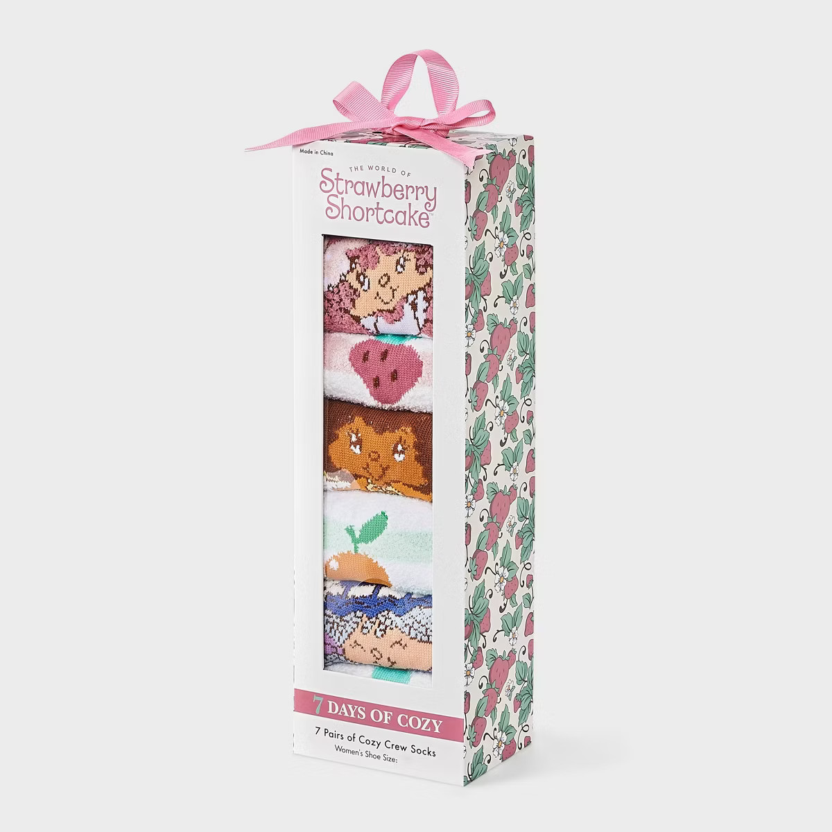 Women's Strawberry Shortcake Cozy Crew Socks Gift Box - Assorted Color 4-10 | Target