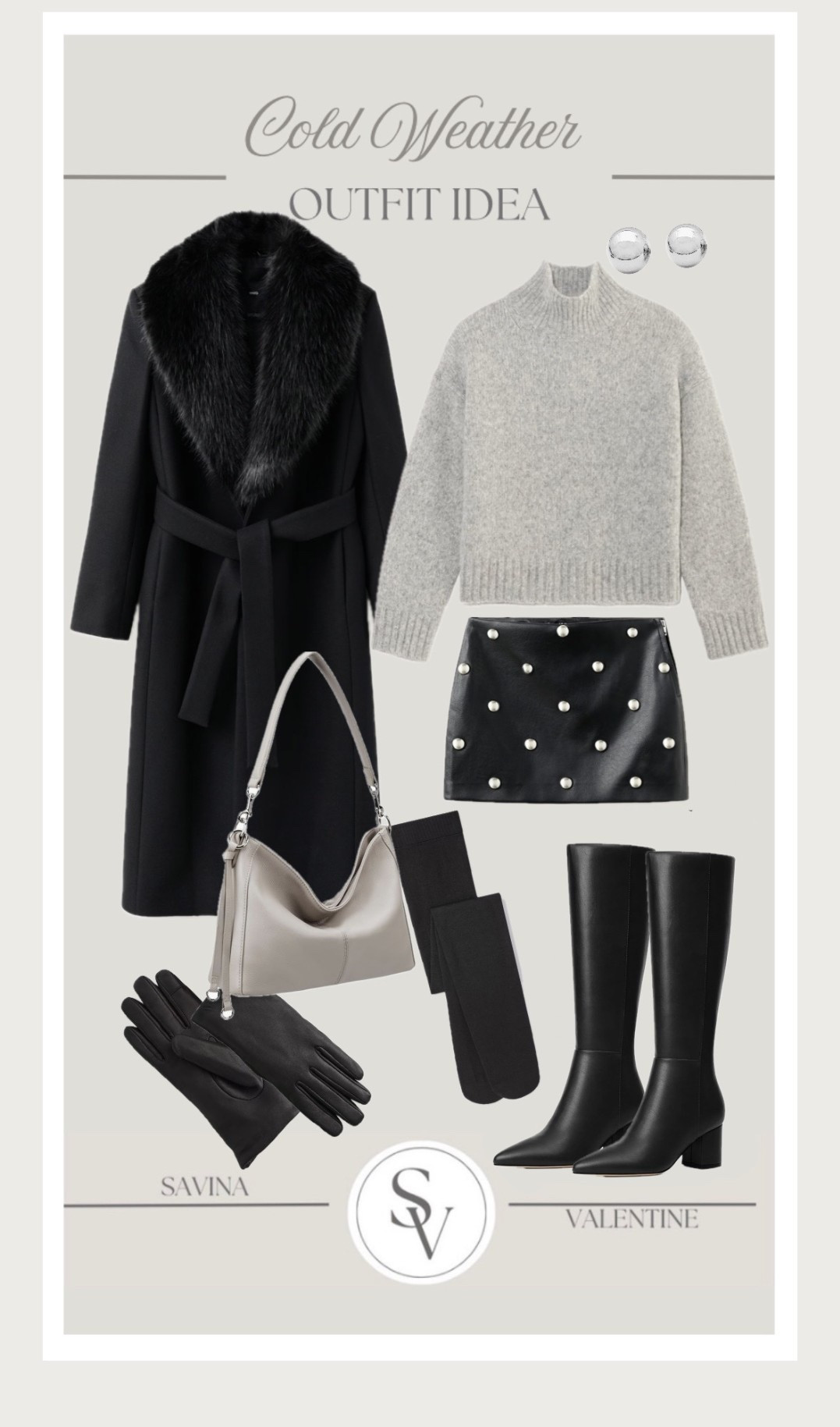 Winter outfit inspiration 

Tags 

Leather studded, miniskirt, Y2K fur collar, black coat, black outfit, gray leather gloves, boots December January, February, New Year’s  cold weather collage 

#LTKootd #LTKSaleAlert #LTKFindsUnder100