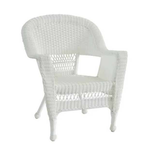 36" White Resin Wicker Outdoor Patio Garden Chair | Walmart (US)