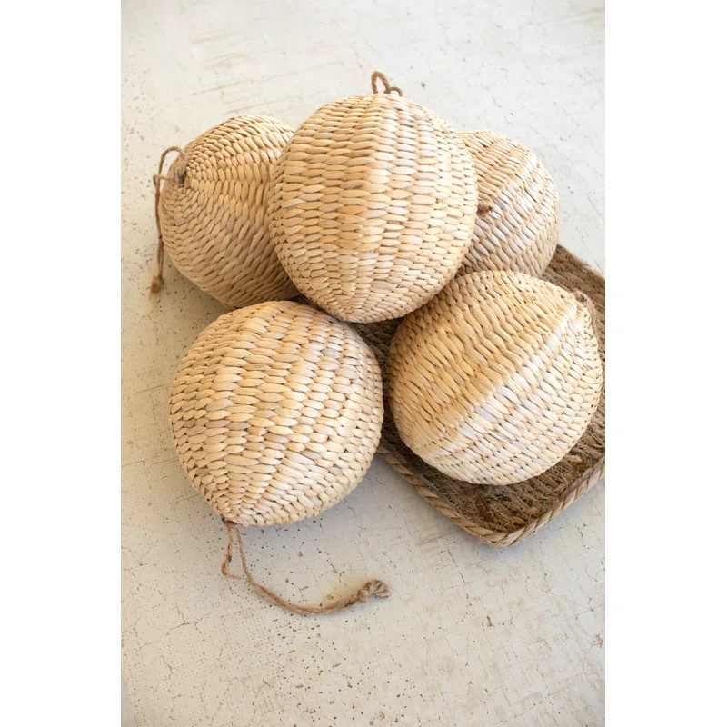 Woven Round Seagrass Christmas Ball Ornament | Wayfair North America