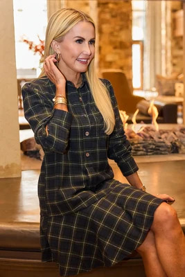 Meagan Navy Plaid Drop Waist Dress | Avara
