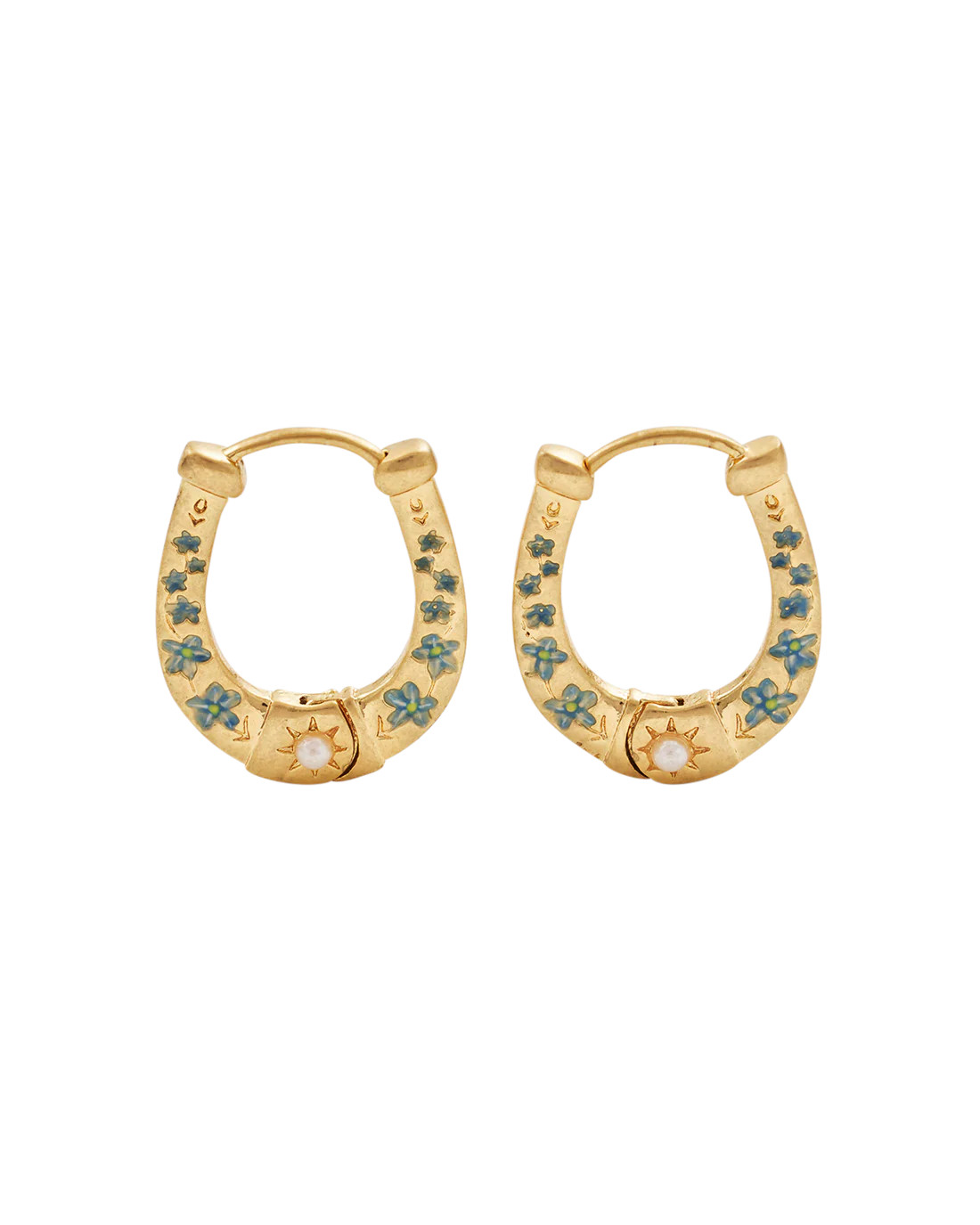 Gold Horseshoe Hoop Earrings With Enamel Details | Fable England