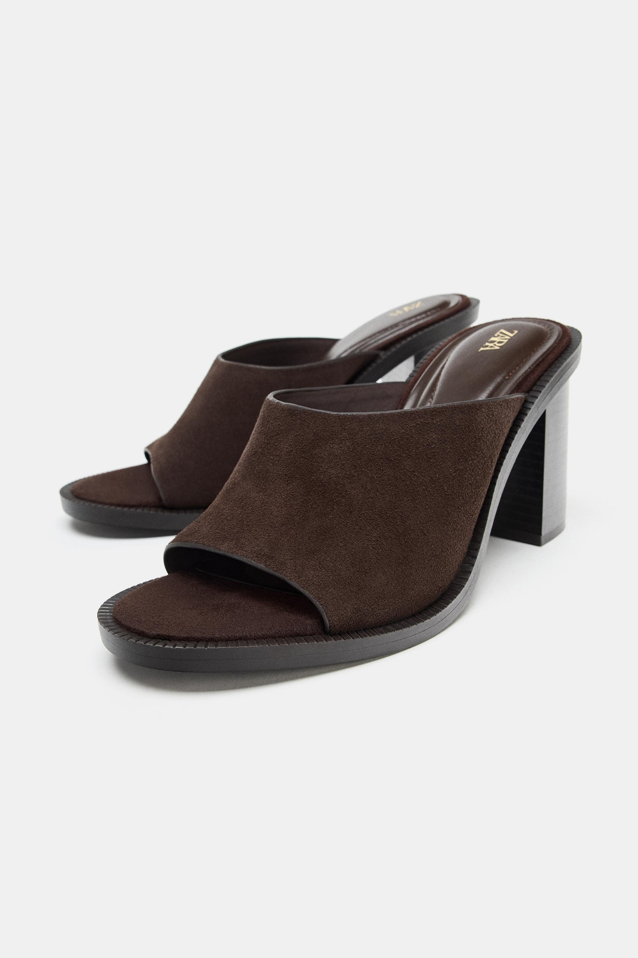 LEATHER BLOCK HEEL SANDALS | Zara US