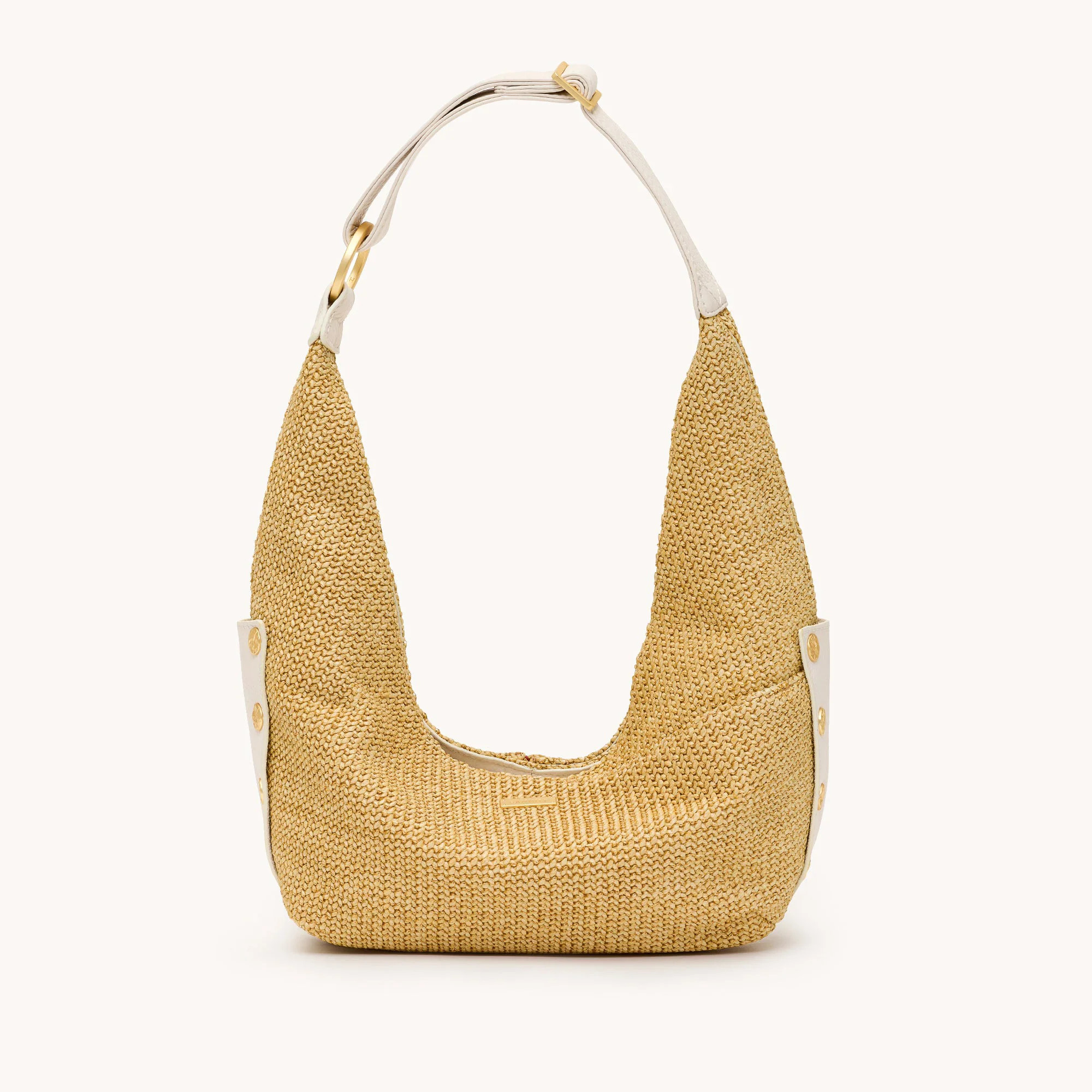 Tom Zip | Calla Lily White Raffia/Brushed Gold Hammered | Med 840220527242 | Hammitt (US)