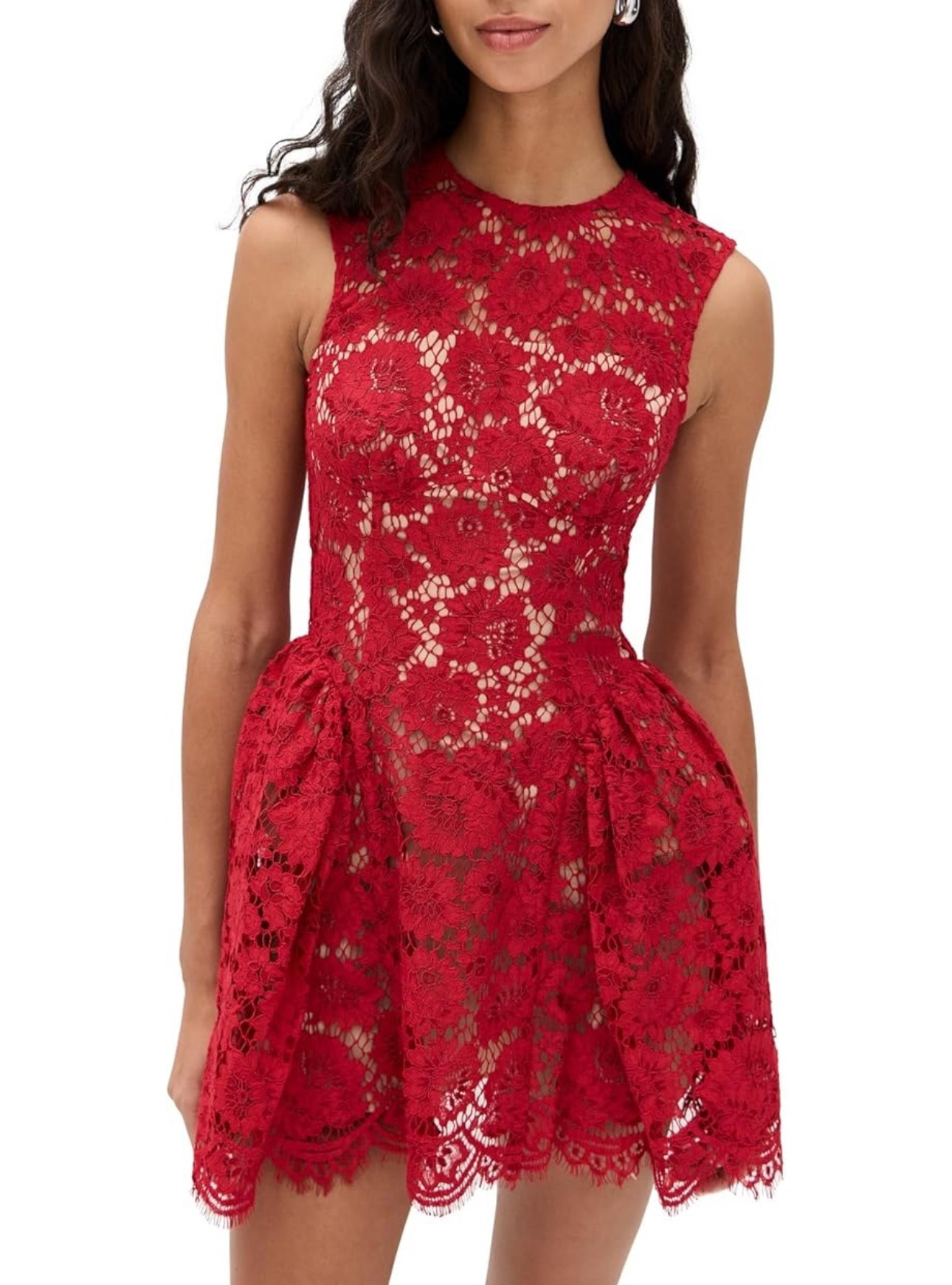 Women's Red Fine Lace Pearl Mini Dress

#LTKSeasonal #LTKStyleTip #LTKSummerEdit