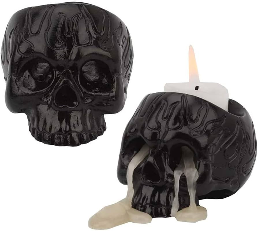 Skull Candle Holder Halloween Skeleton Skull Candlestick Holder Tealight Cup Resin Candlestick Cr... | Amazon (CA)