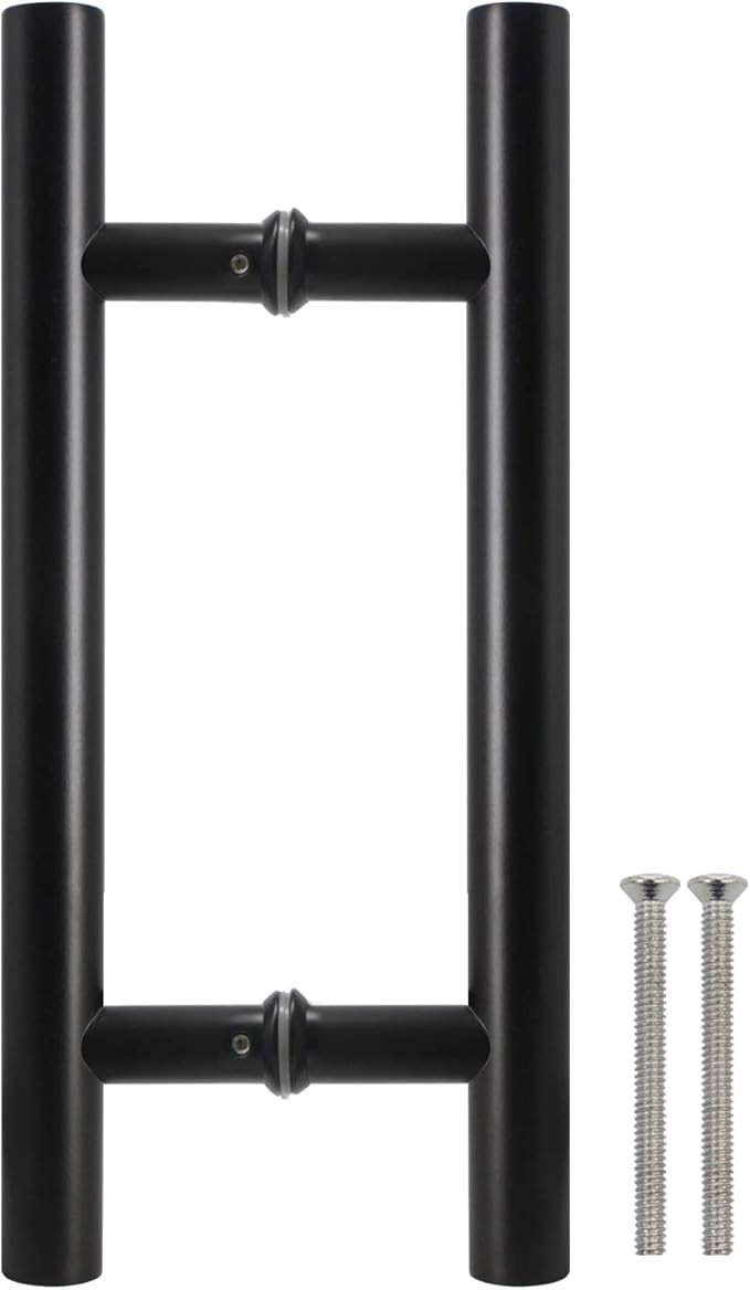 Black Stainless Steel Bar to Bar Door Handle Set H Shape Two Sided Sliding Door Pulls 7.4 inch Ho... | Amazon (US)