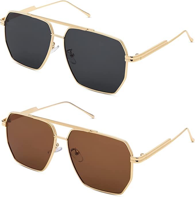 HYCREDI Oversized Polarized Sunglasses for Women Men Retro Square Trendy Sun Glasses Classic Larg... | Amazon (US)