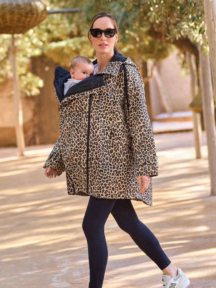 Seraphine Neutral Leopard Print 3-In-1 Maternity & Babywearing Raincoat | Next US