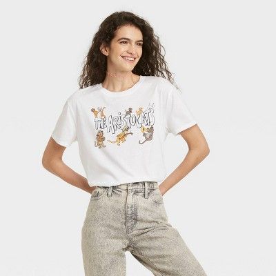Women's Disney Aristocats Short Sleeve Graphic T-Shirt - White | Target