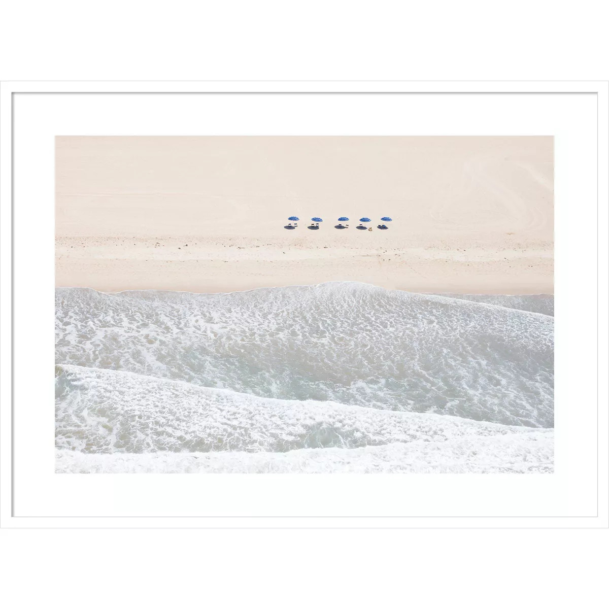 41"x30" Five Umbrellas by Caroline Mint Framed Wall Art Print White - Amanti Art: Beach Scene Dec... | Target