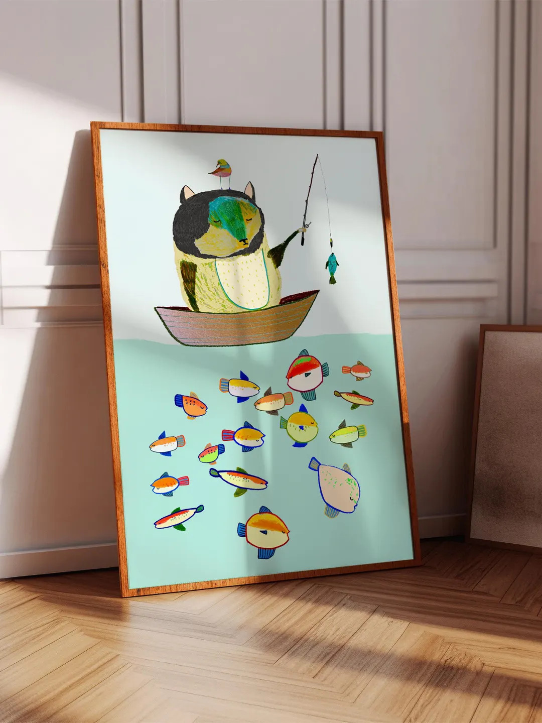 Fishing Bear Art Print, Nursery Wall Art, Gift for Children, Bright Colorful Prints, Baby Decor, ... | Etsy (US)
