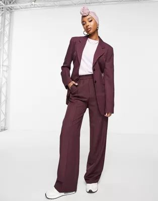 ASOS DESIGN commuter suit blazer in burgundy | ASOS (Global)
