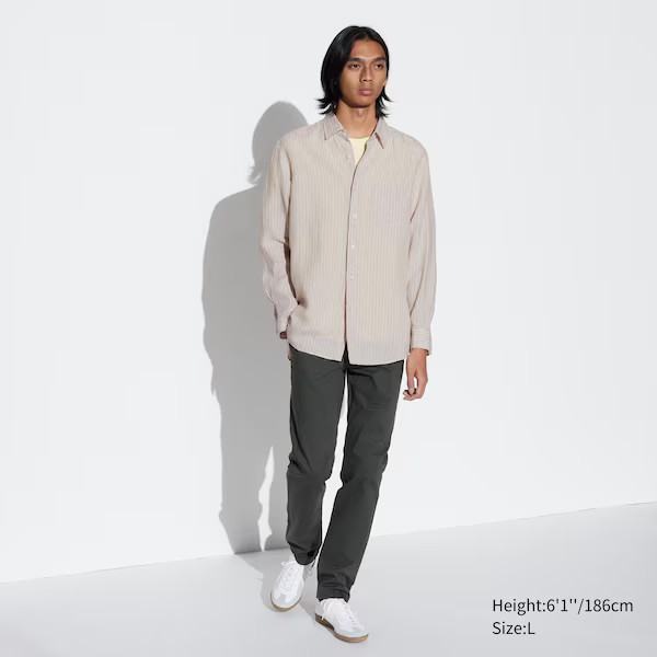 Premium Linen Striped Long-Sleeve Shirt | UNIQLO US | UNIQLO (US)